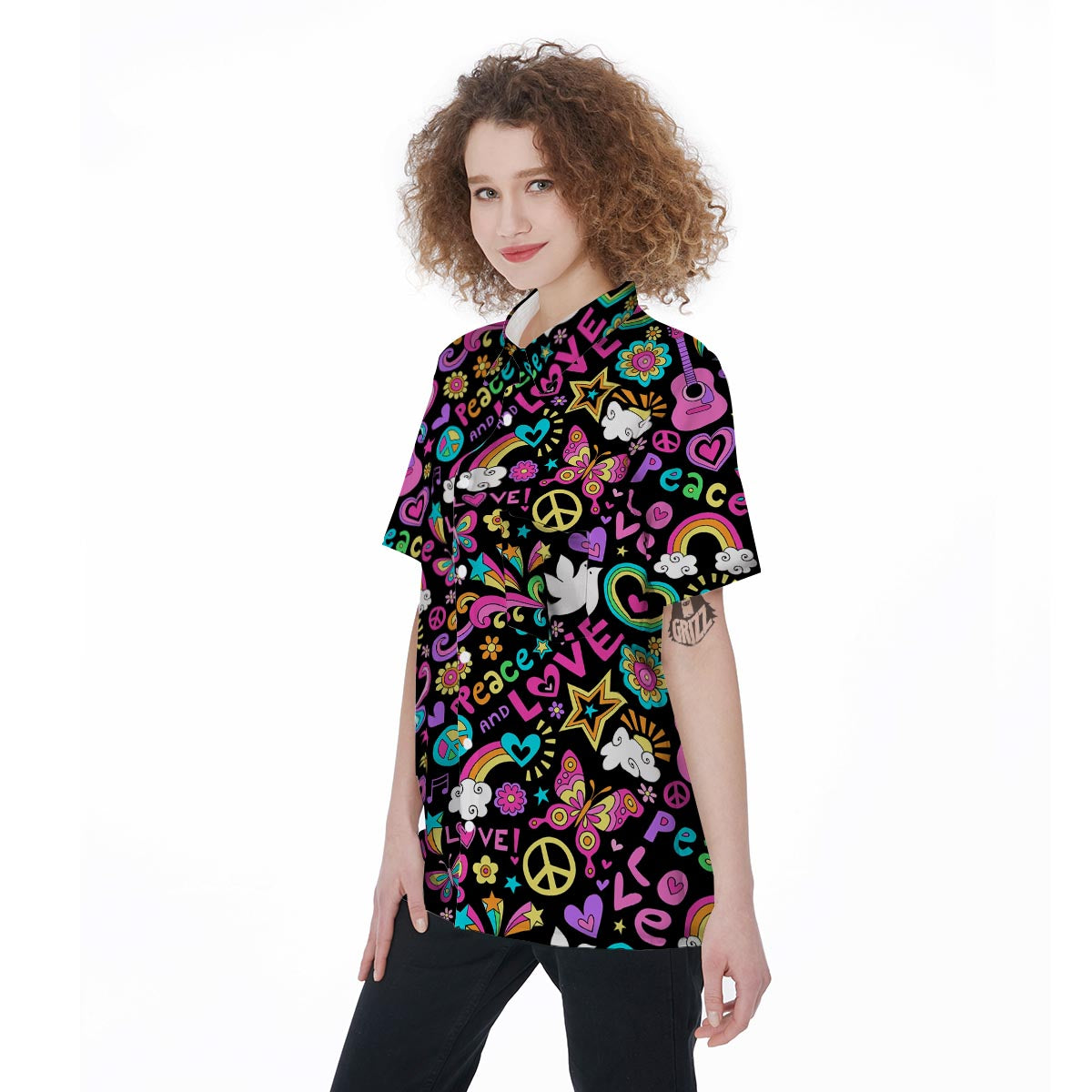Hippie Retro Women's Short Sleeve Shirts-grizzshop