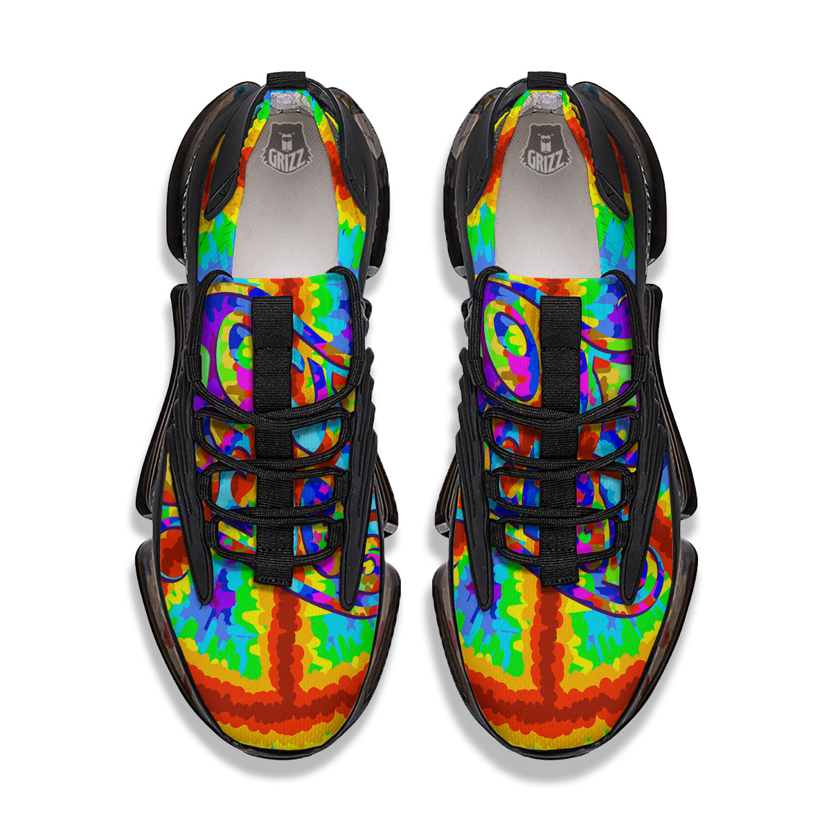 Hippie Symbol Colorful Abstract Print Black Gym Shoes-grizzshop