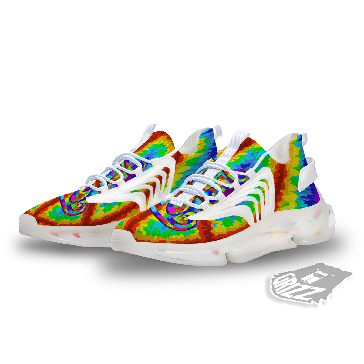 Hippie Symbol Colorful Abstract Print White Gym Shoes-grizzshop