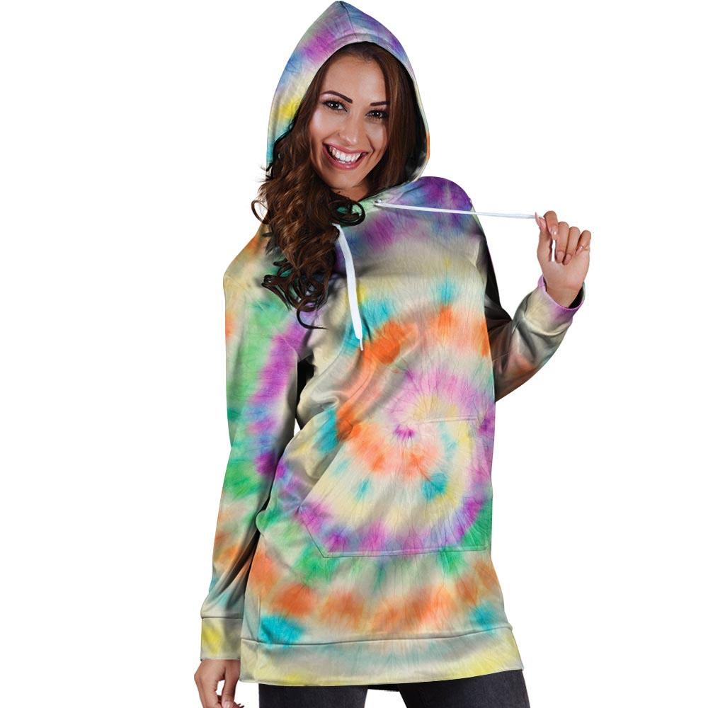 Hippie Tie Dye Hoodie Dress-grizzshop