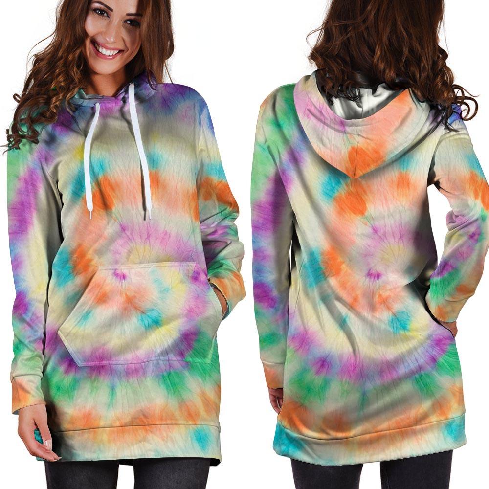 Hippie Tie Dye Hoodie Dress-grizzshop