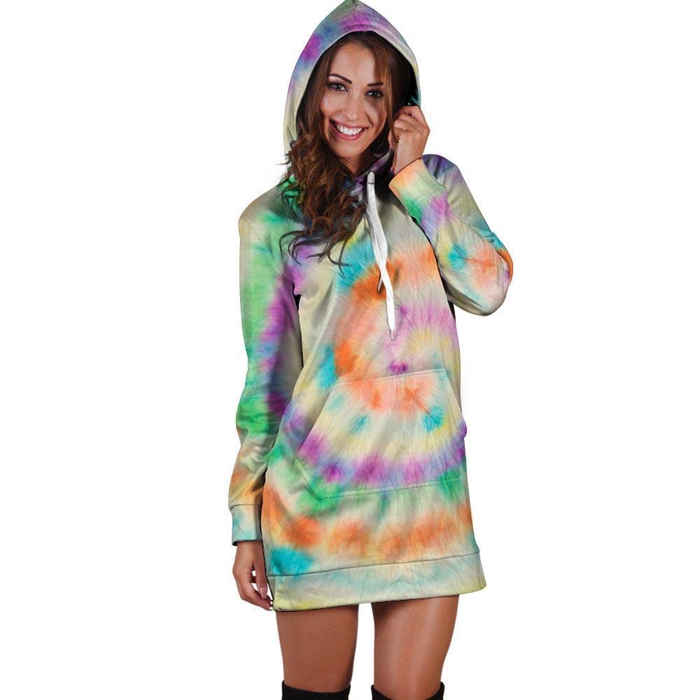 Hippie Tie Dye Hoodie Dress-grizzshop