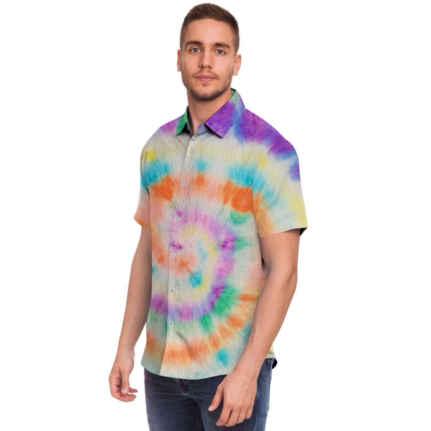 Hippie Tie Dye Men's Short Sleeve Shirt-grizzshop