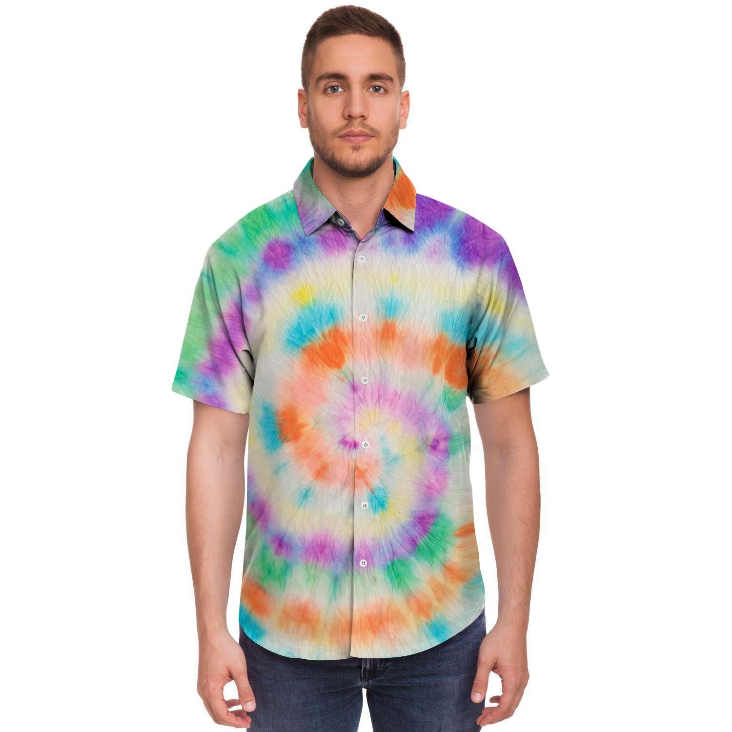 Hippie Tie Dye Men's Short Sleeve Shirt-grizzshop