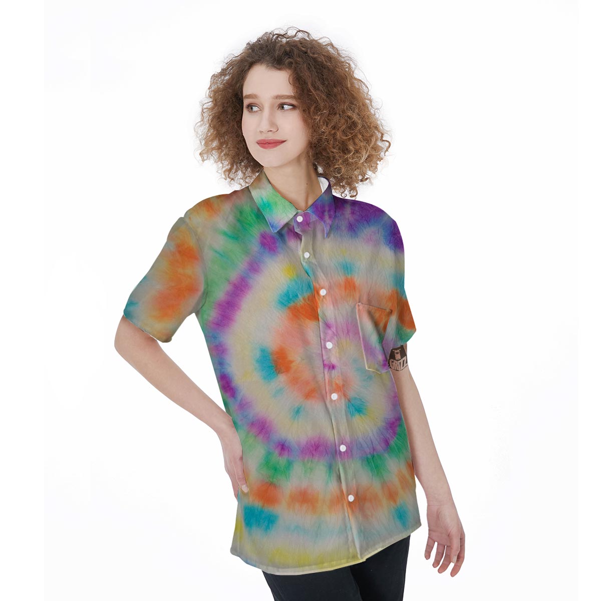 Hippie Tie Dye Women's Short Sleeve Shirts-grizzshop