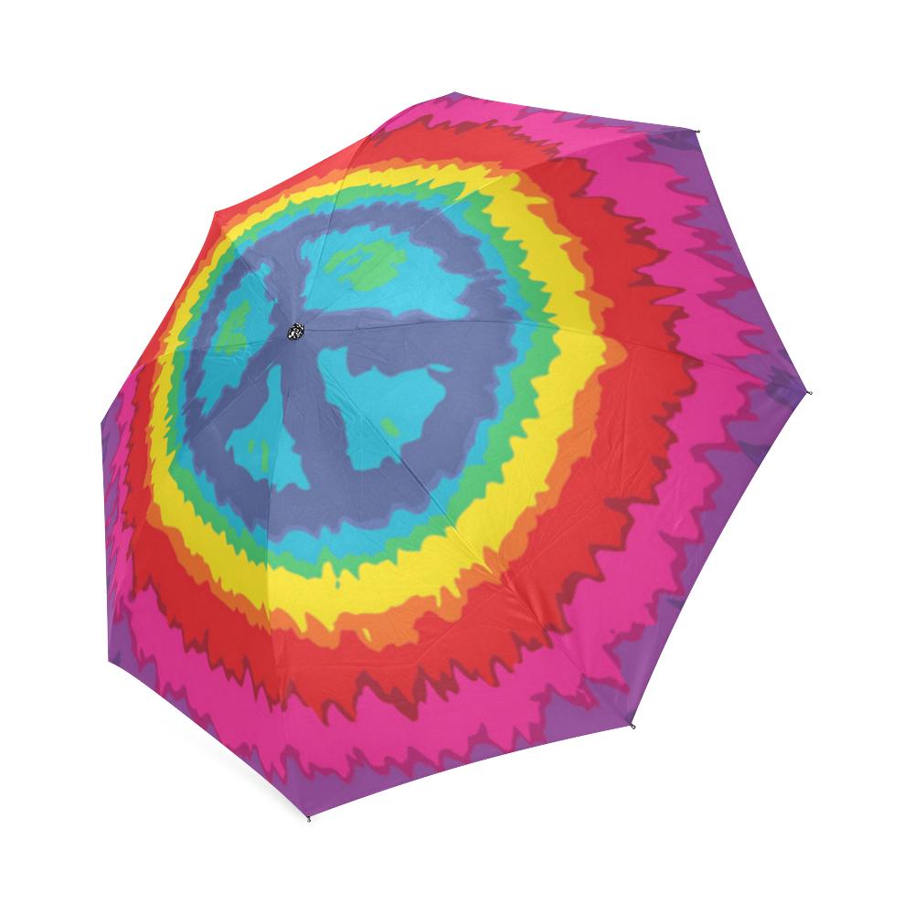 Hippie Tie dye Peace Sign Pattern Print Foldable Umbrella-grizzshop