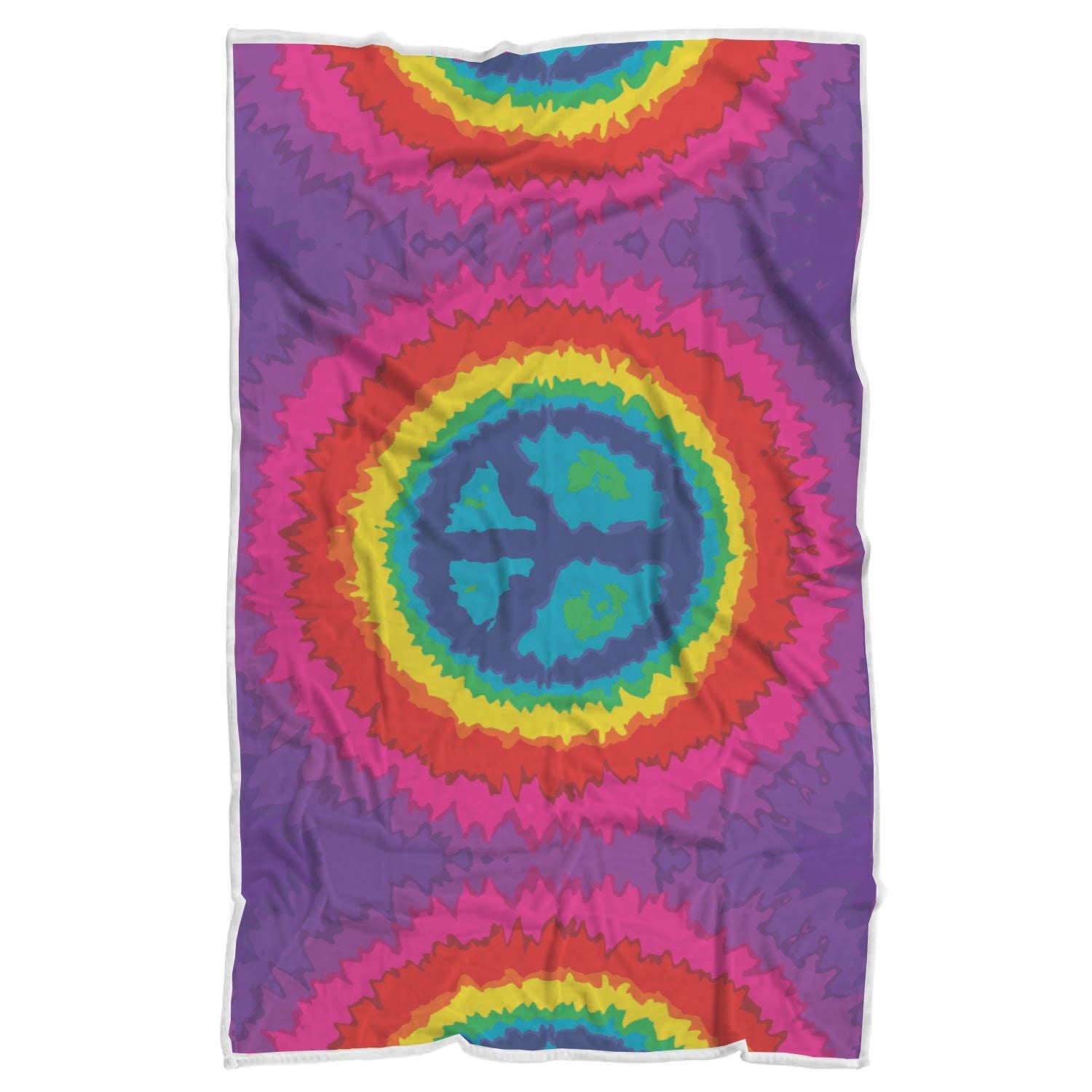 Hippie Tie dye Peace Sign Pattern Print Throw Blanket-grizzshop