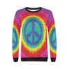 Hippie Tie dye Peace Sign Pattern Print Women Crewneck Sweatshirt-grizzshop