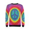 Hippie Tie dye Peace Sign Pattern Print Women Crewneck Sweatshirt-grizzshop