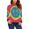 Hippie Tie dye Peace Sign Pattern Print Women Crewneck Sweatshirt-grizzshop