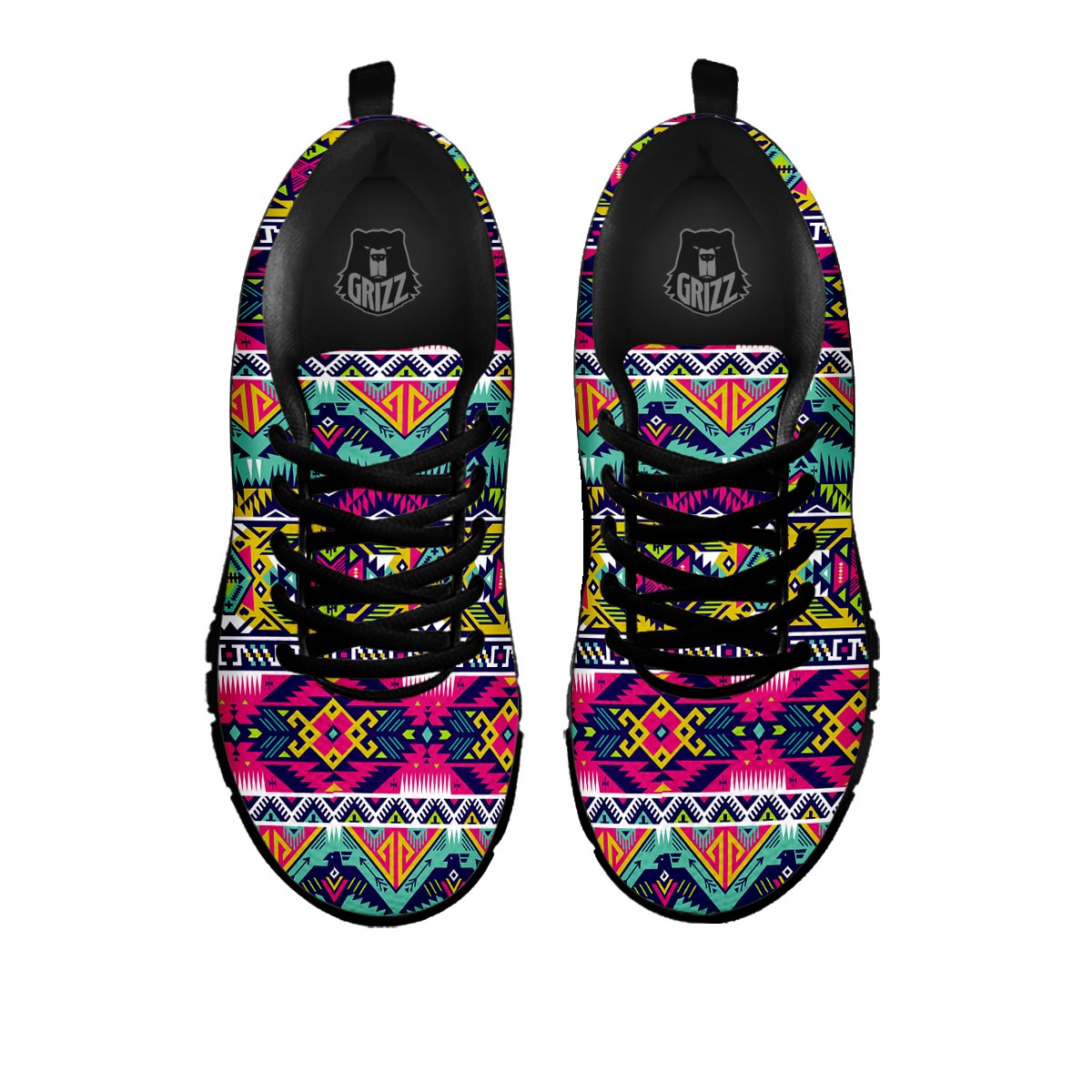 Hippie Tribal Aztec Print Pattern Black Sneaker-grizzshop