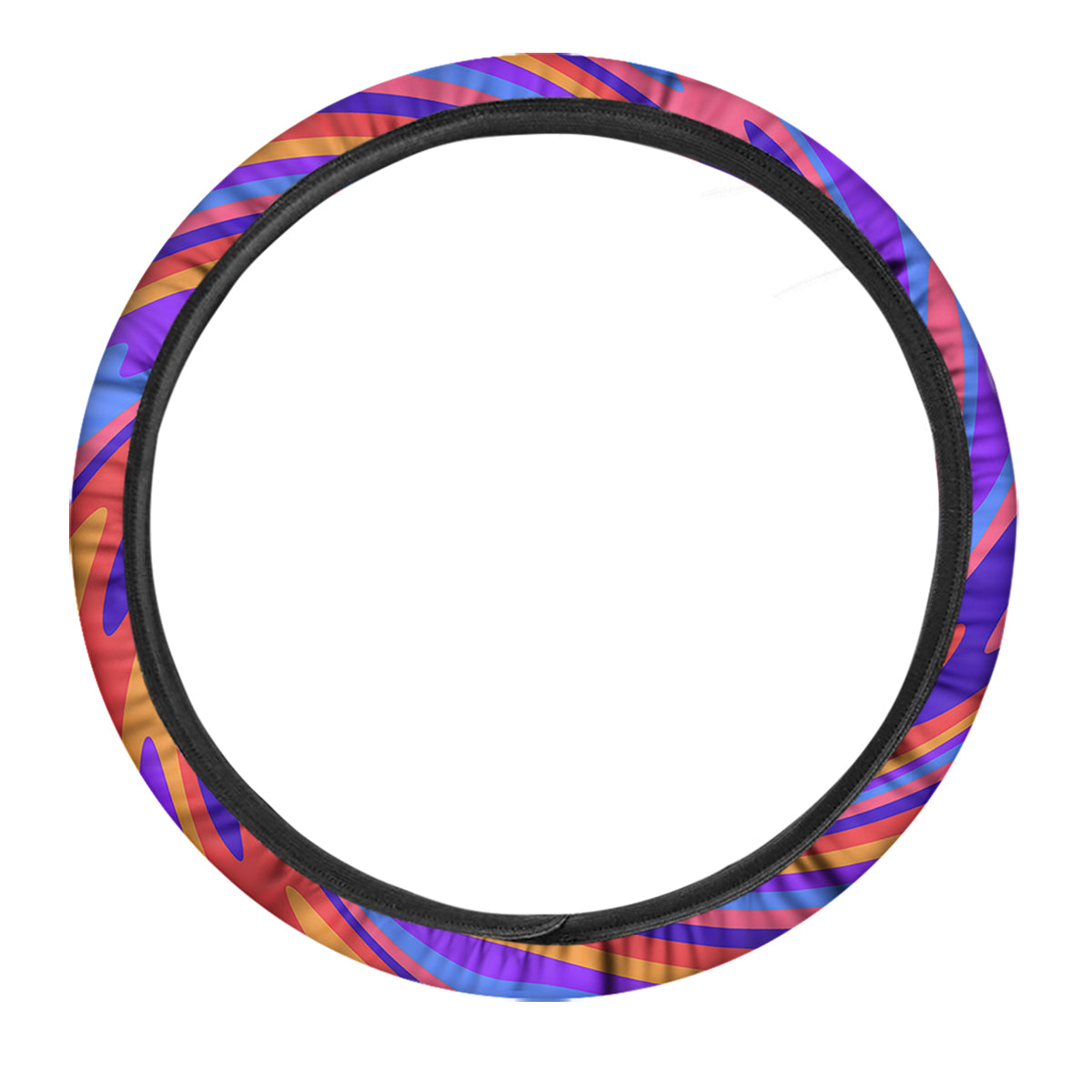 Hippie Trippy Acid Color Print Pattern Car Steering Wheel Cover-grizzshop