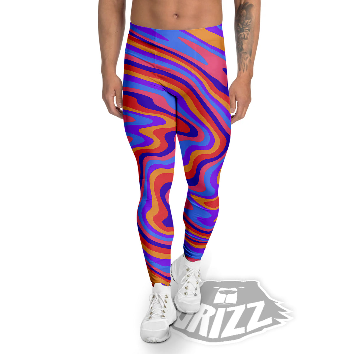 Hippie Trippy Acid Color Print Pattern Men's Leggings-grizzshop