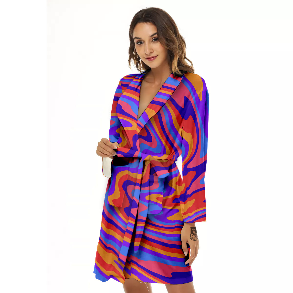 Hippie Trippy Acid Color Print Pattern Women's Robe-grizzshop