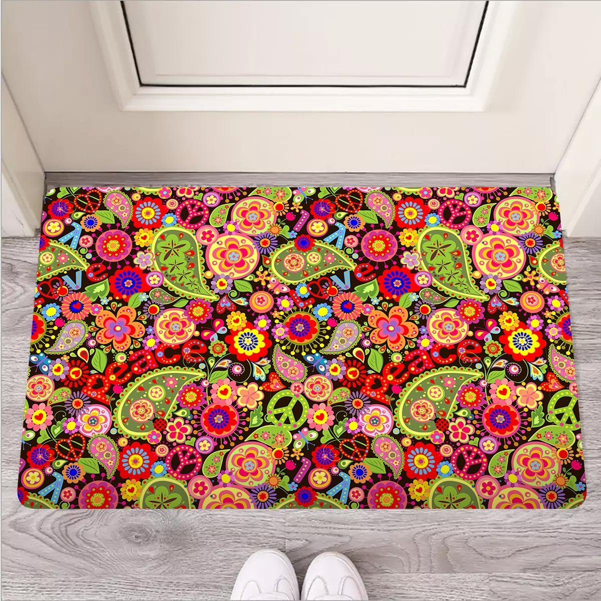 Hippie Trippy Door Mat-grizzshop