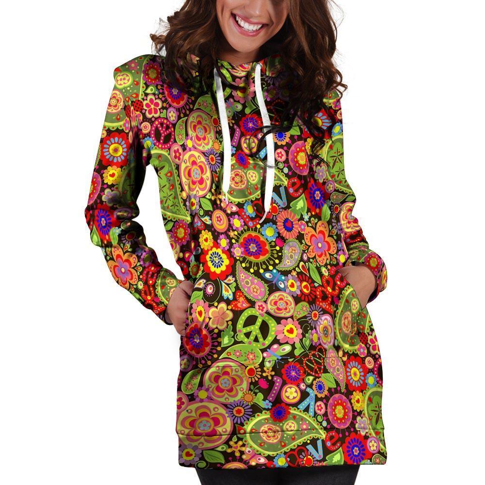 Hippie Trippy Hoodie Dress-grizzshop