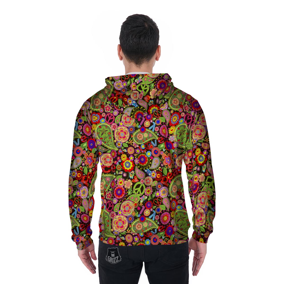 Hippie Trippy Men's Zip Up Hoodie-grizzshop