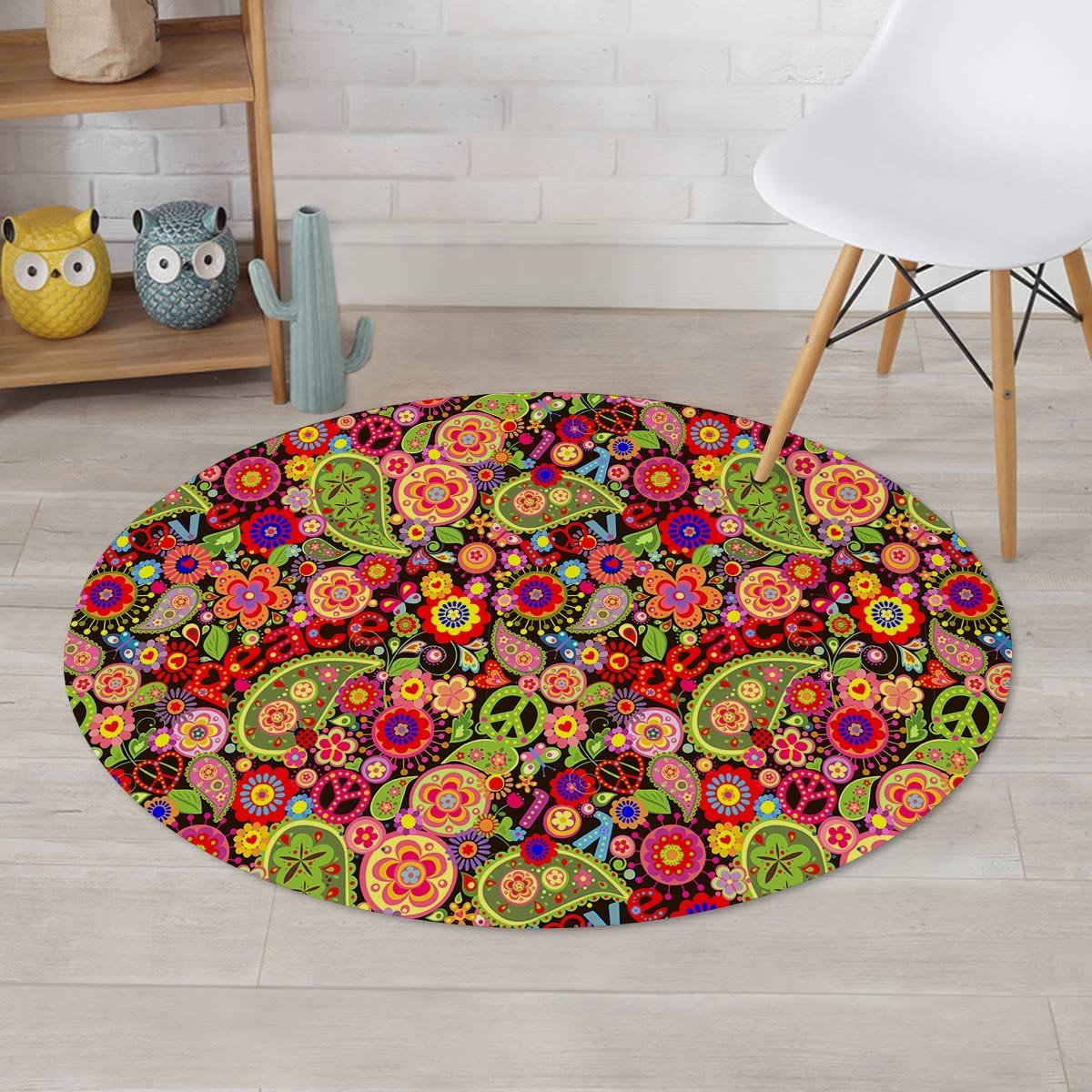 Hippie Trippy Round Rug-grizzshop