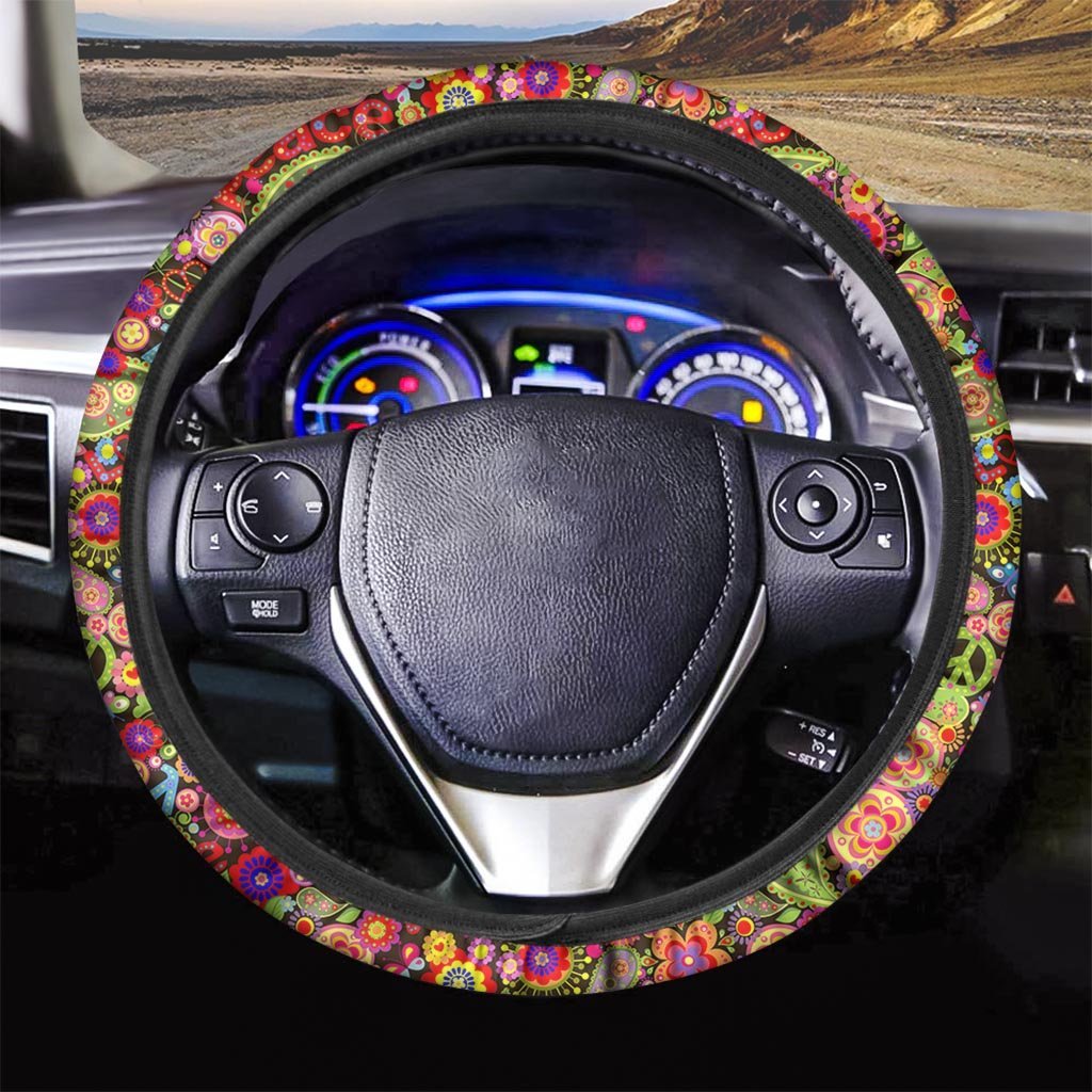 Hippie Trippy Steering Wheel Cover-grizzshop