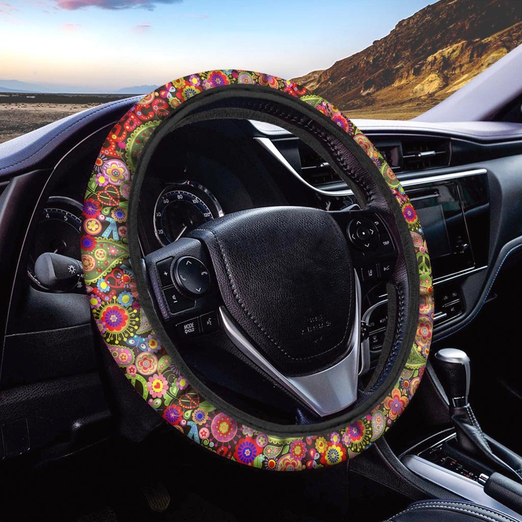 Hippie Trippy Steering Wheel Cover-grizzshop