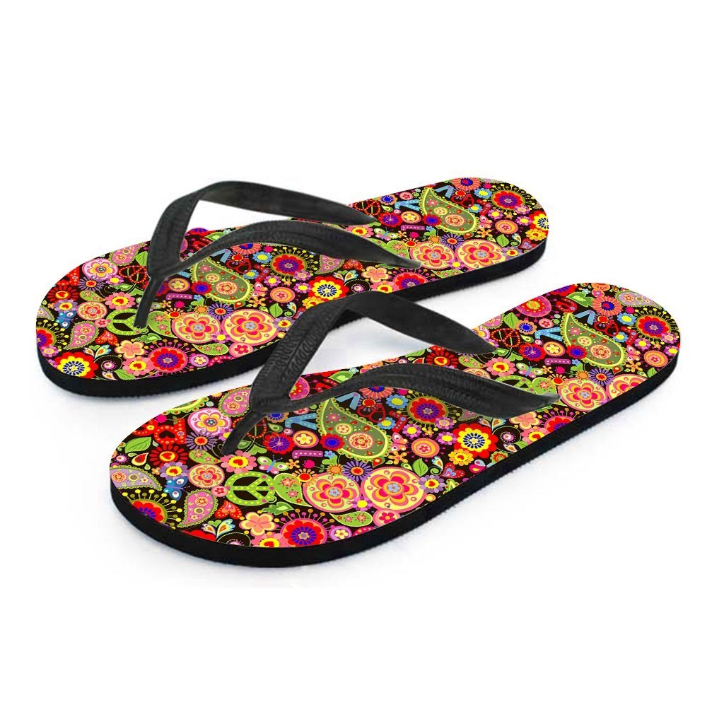 Hippie Trippy Women's Flip Flops-grizzshop