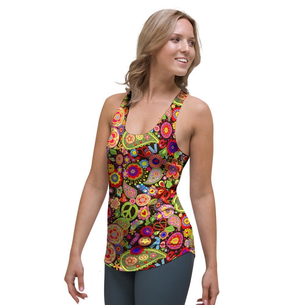 Hippie Trippy Women's Racerback Tank Top-grizzshop