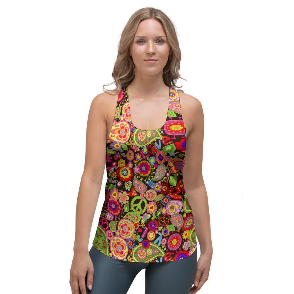 Hippie Trippy Women's Racerback Tank Top-grizzshop