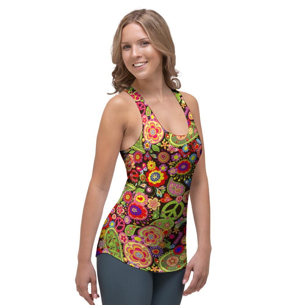 Hippie Trippy Women's Racerback Tank Top-grizzshop