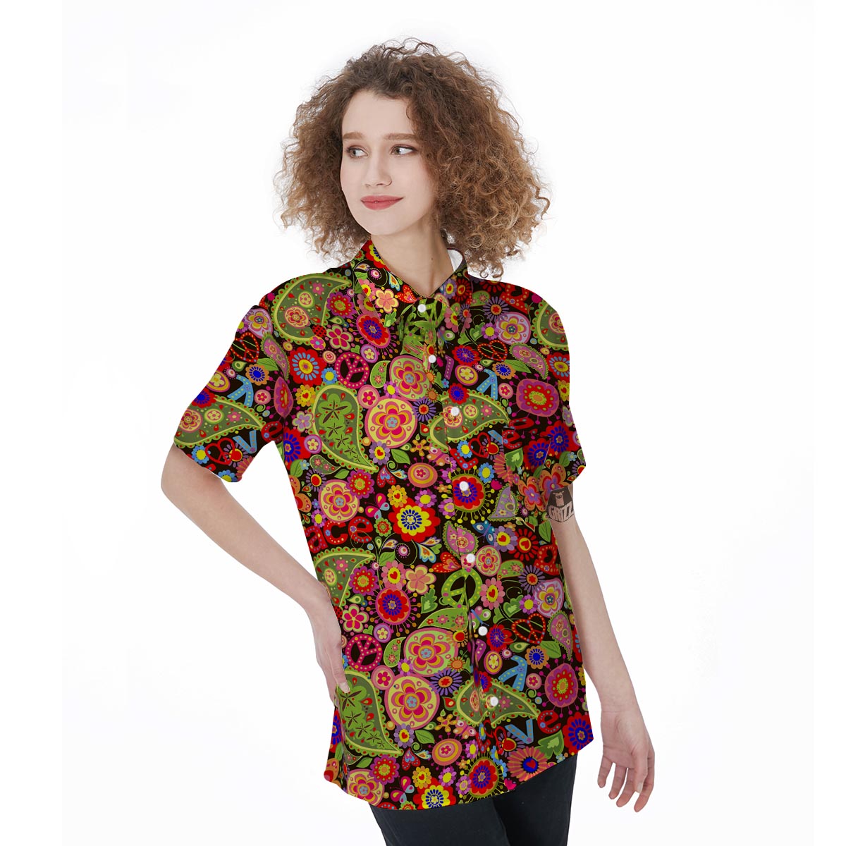 Hippie Trippy Women's Short Sleeve Shirts-grizzshop