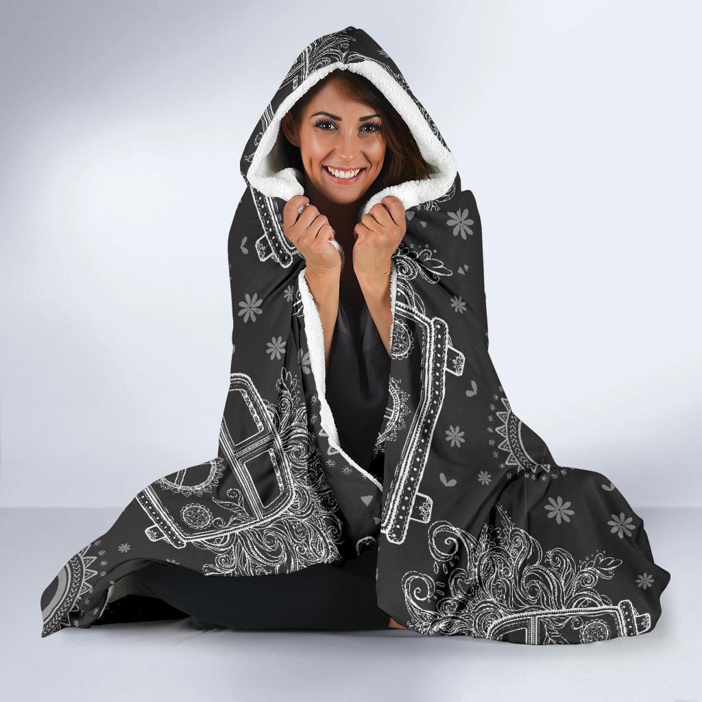 Hippie Van Peace Sign Pattern Print Hooded Blanket-grizzshop