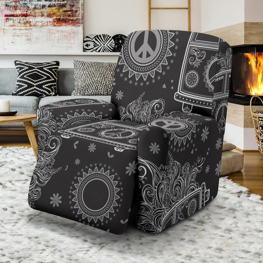 Hippie Van Peace Sign Pattern Print Recliner Cover-grizzshop