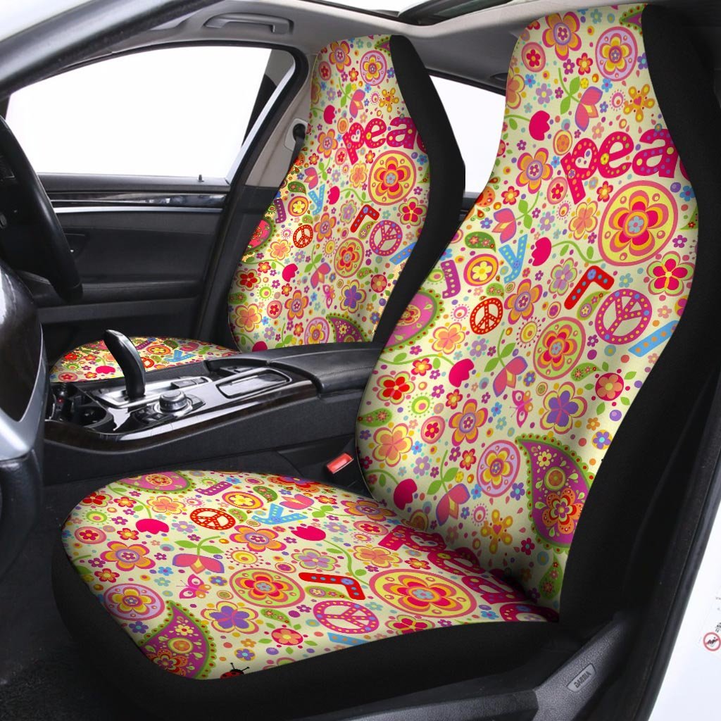 Hippie White Peace Car Seat Covers-grizzshop