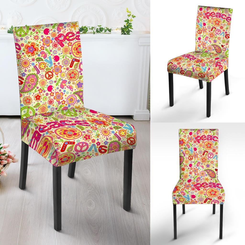 Hippie White Peace Chair Cover-grizzshop