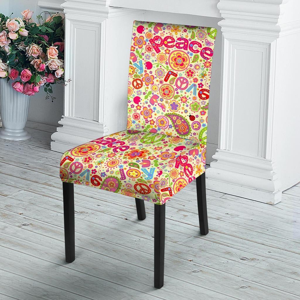 Hippie White Peace Chair Cover-grizzshop