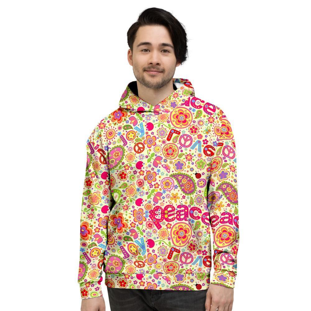 Hippie White Peace Men's Hoodie-grizzshop