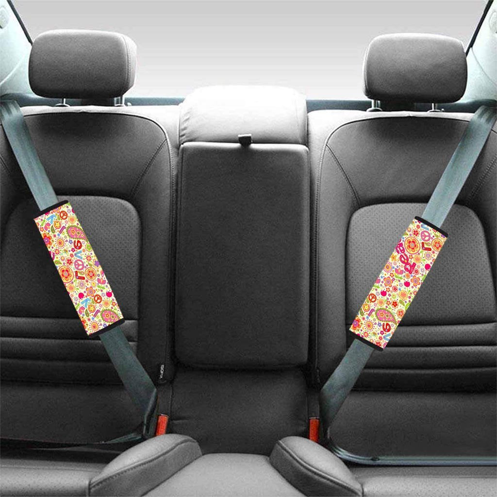 Hippie White Peace Seat Belt Cover-grizzshop