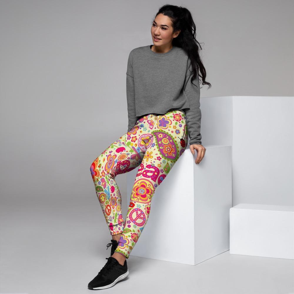 Hippie White Peace Women's Joggers-grizzshop