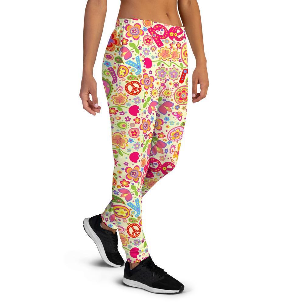 Hippie White Peace Women's Joggers-grizzshop