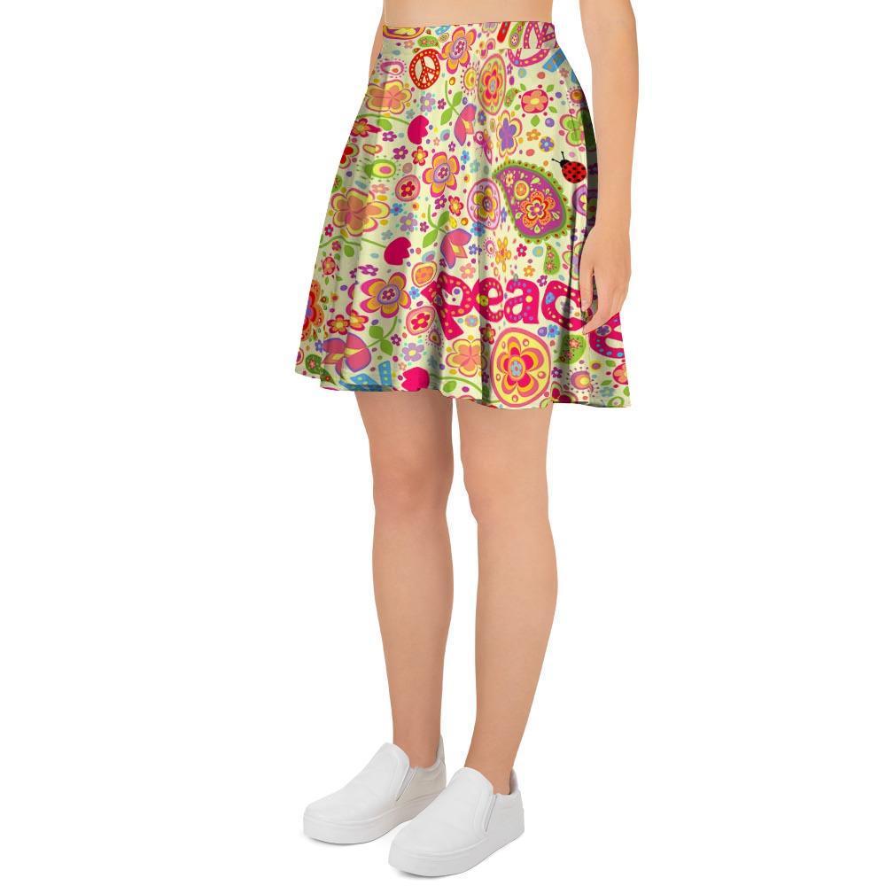 Hippie White Peace Women's Skirt-grizzshop