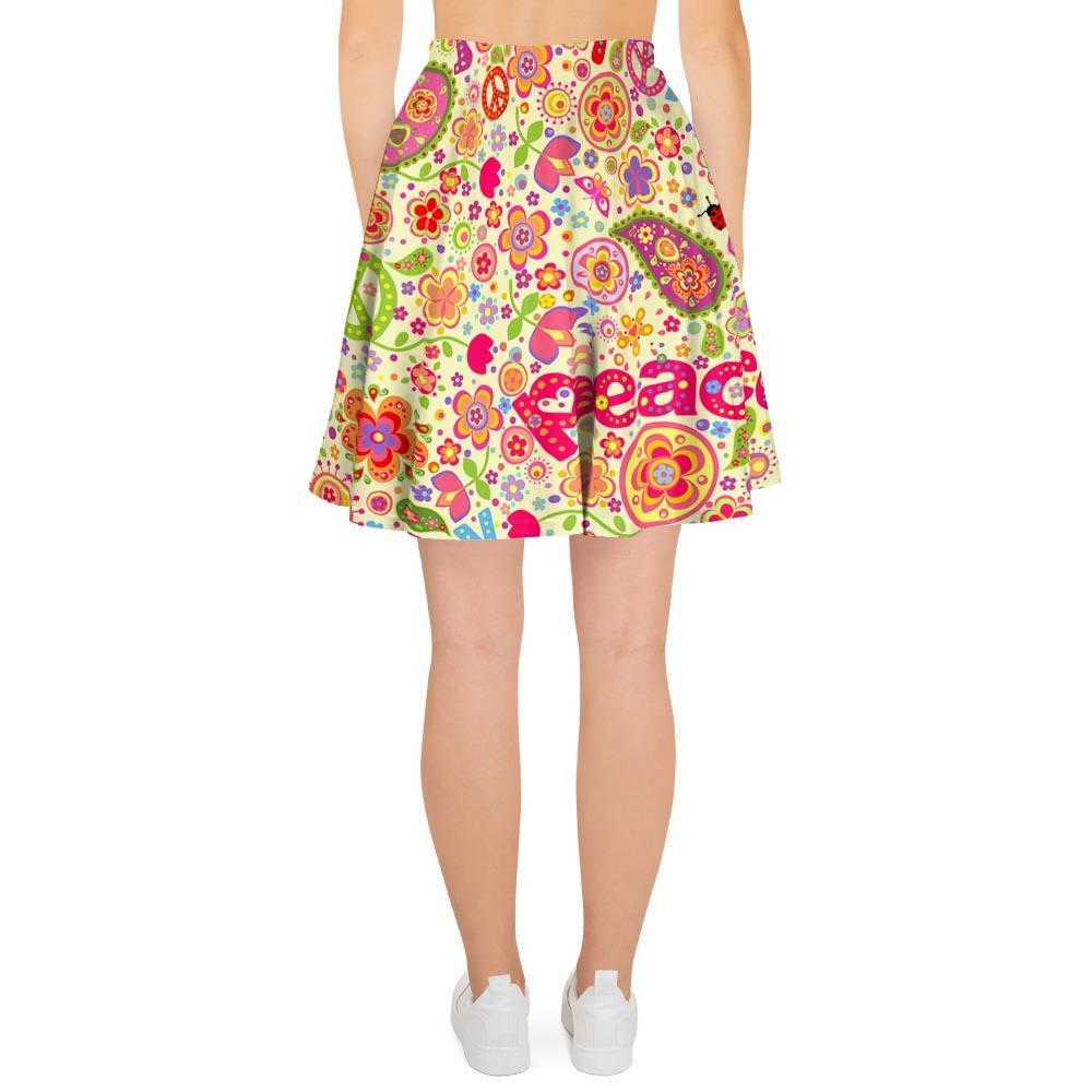 Hippie White Peace Women's Skirt-grizzshop