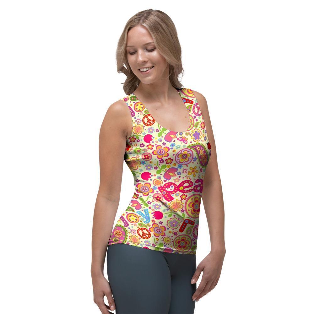 Hippie White Peace Women's Tank Top-grizzshop