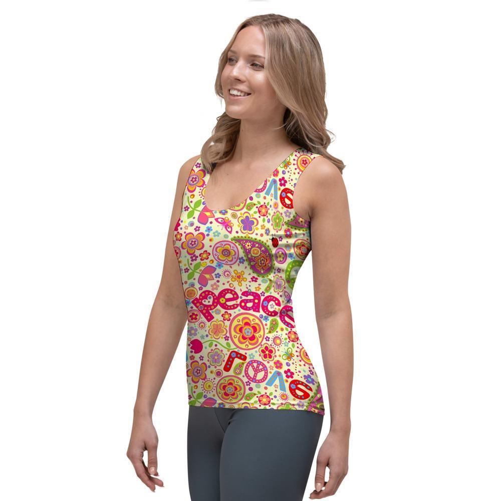 Hippie White Peace Women's Tank Top-grizzshop