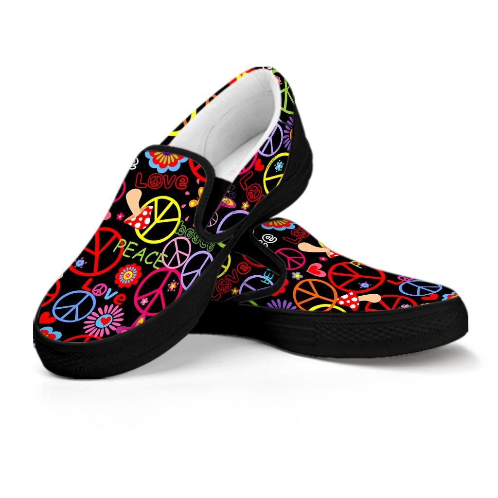 Hippie Peace Sign Women's Slip On Sneakers-grizzshop