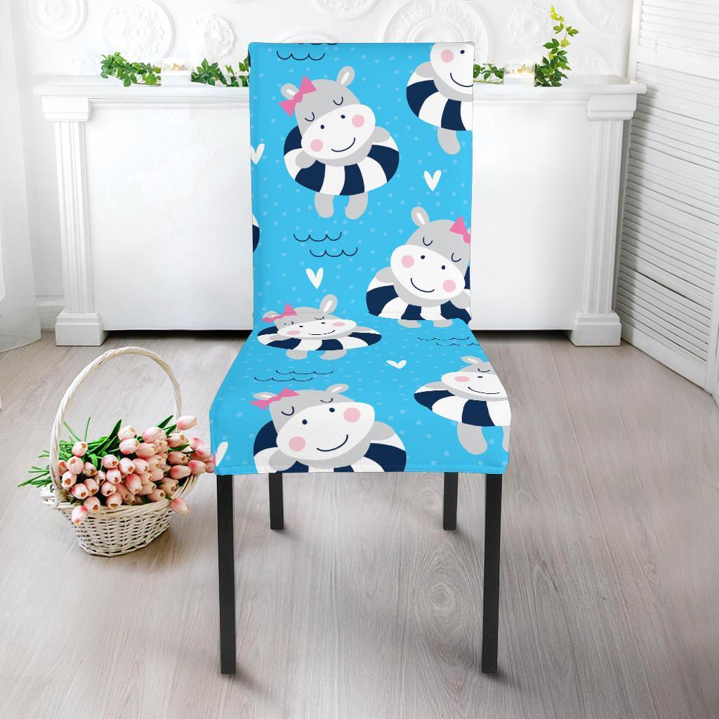 Hippo Cute Pattern Print Chair Cover-grizzshop