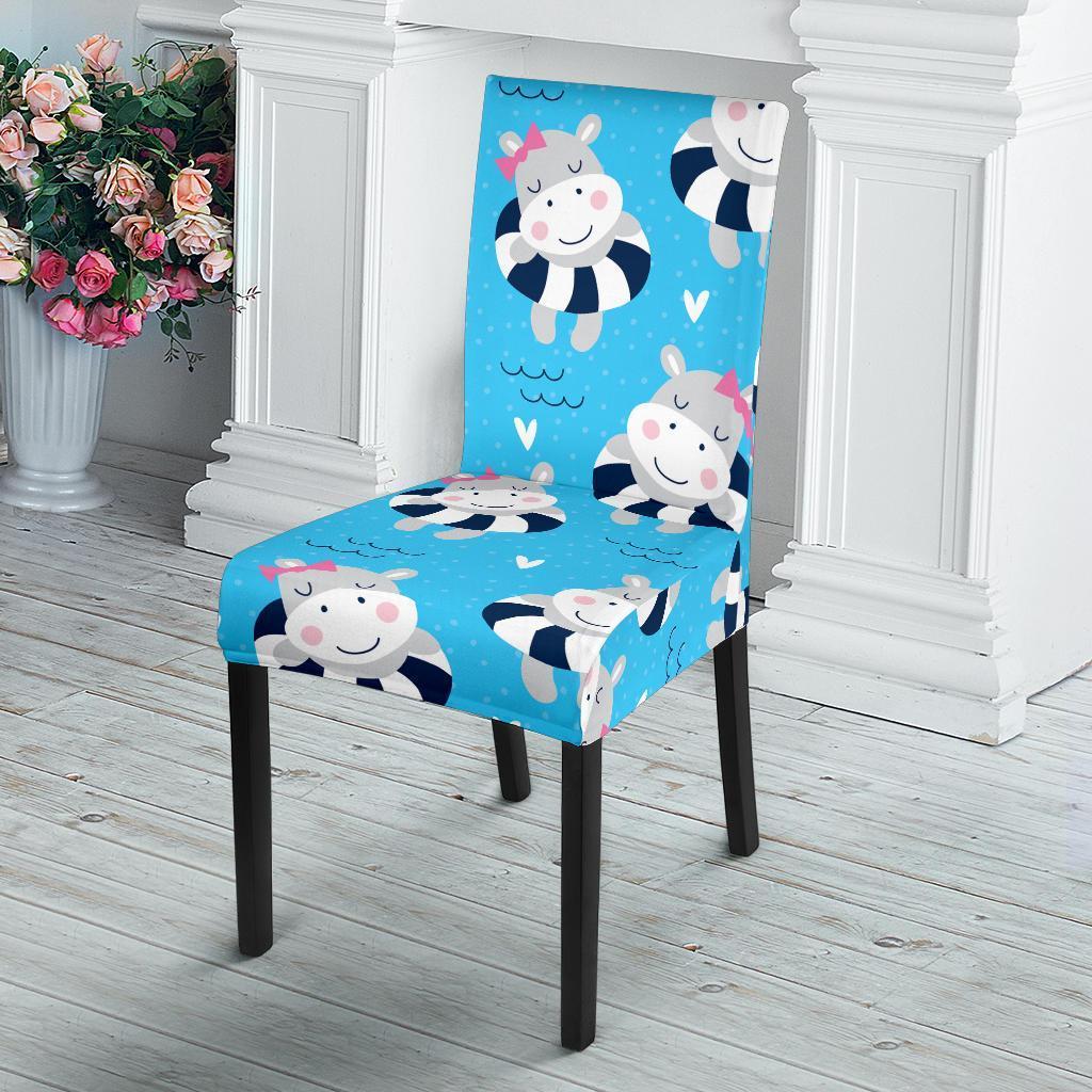 Hippo Cute Pattern Print Chair Cover-grizzshop