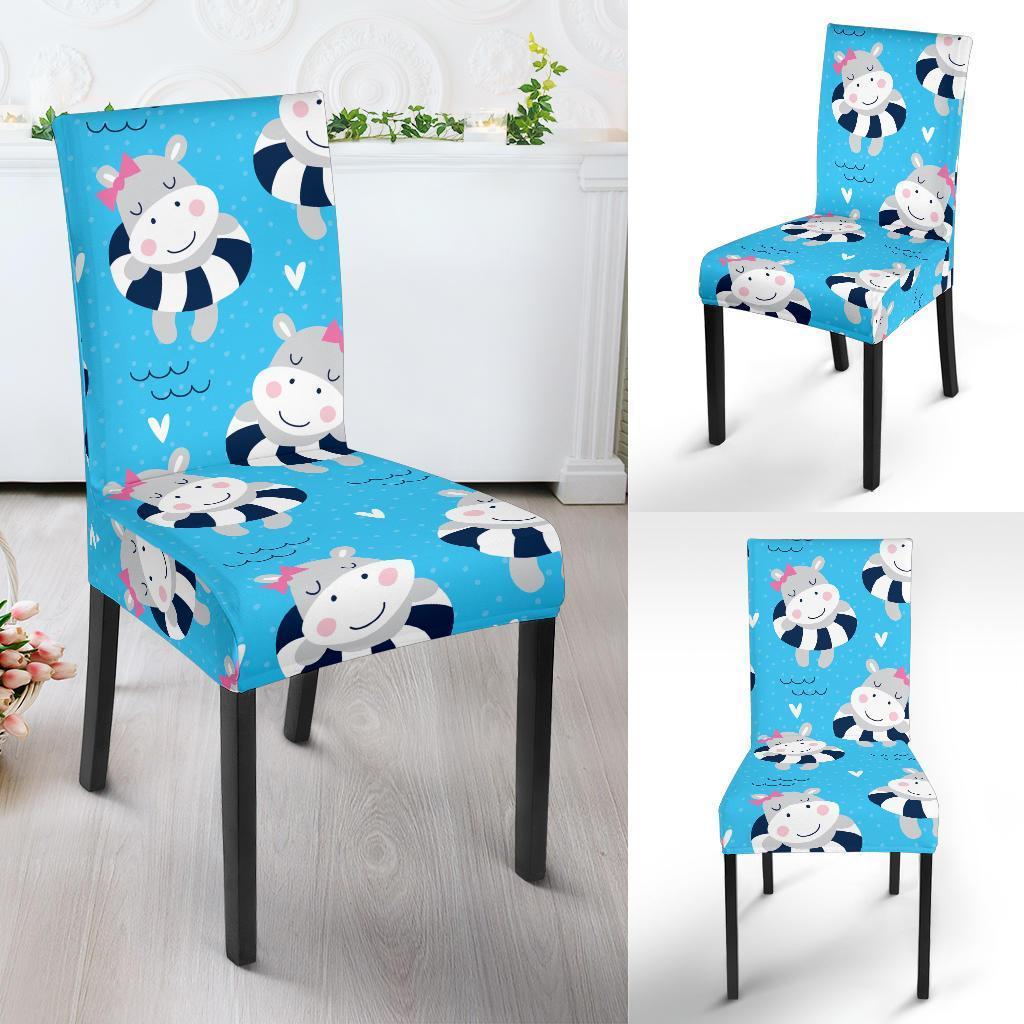 Hippo Cute Pattern Print Chair Cover-grizzshop