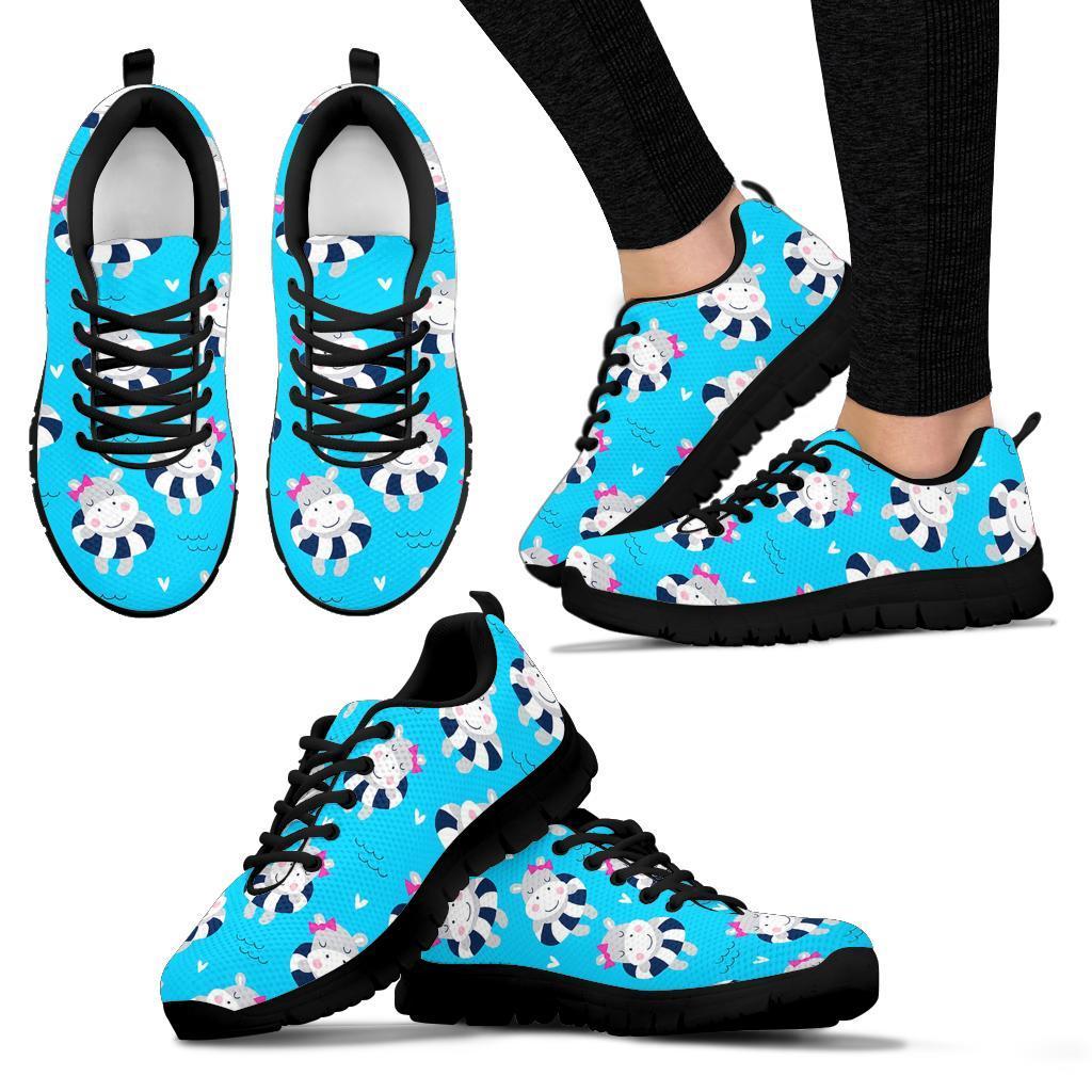 Hippo Cute Pattern Print Sneaker Shoes For Men Women-grizzshop