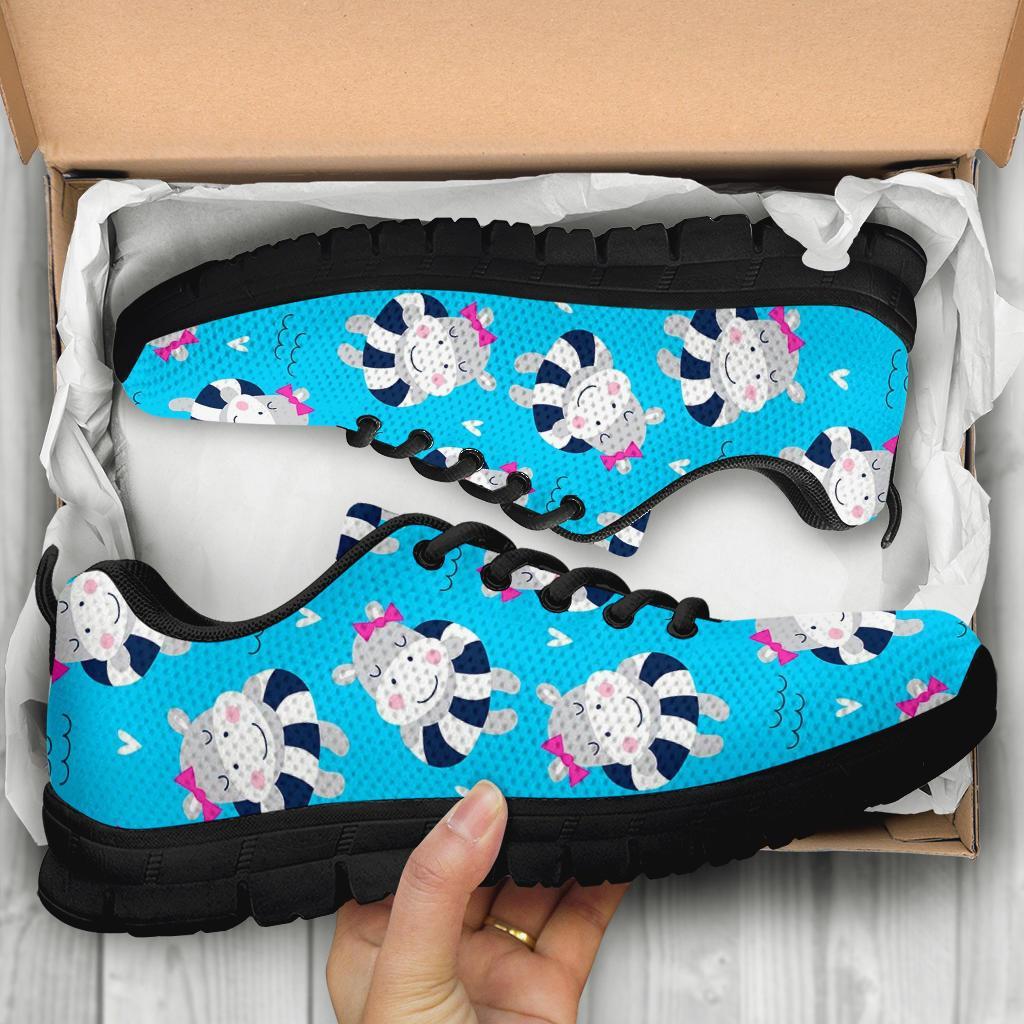 Hippo Cute Pattern Print Sneaker Shoes For Men Women-grizzshop