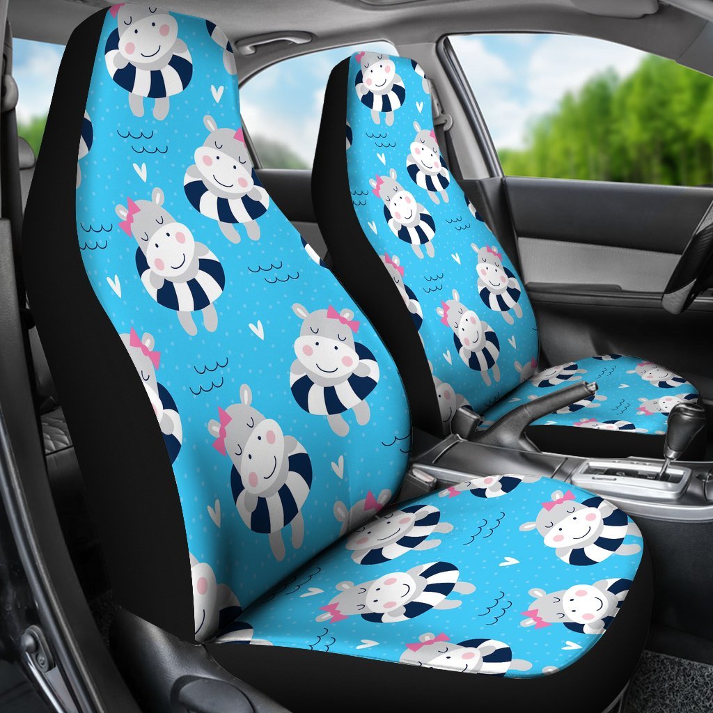 Hippo Cute Pattern Print Universal Fit Car Seat Covers-grizzshop