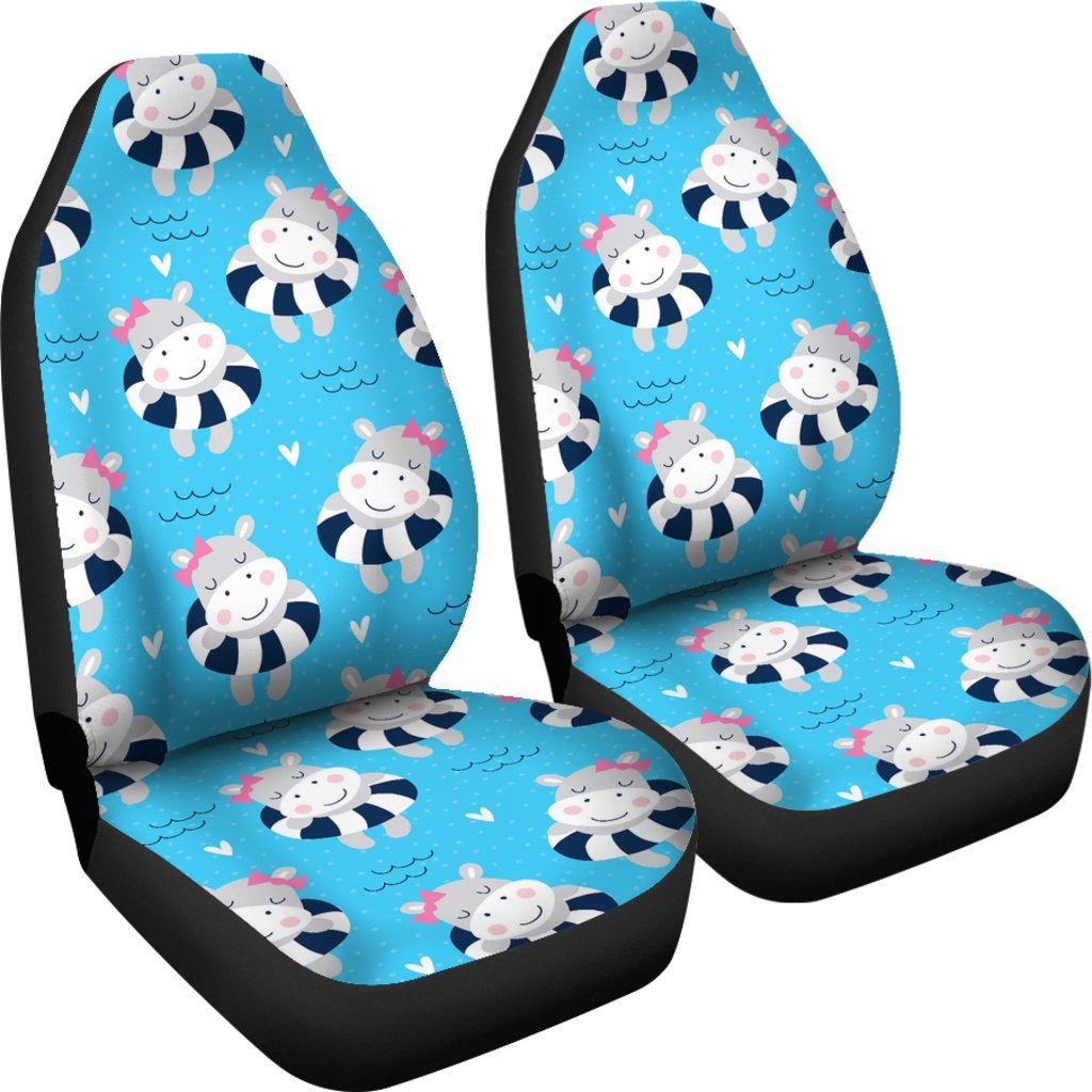 Hippo Cute Pattern Print Universal Fit Car Seat Covers-grizzshop